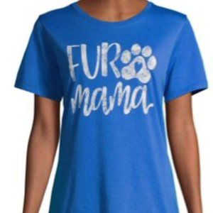 FUR MAMA BLUE WOMEN'S POLY/COTTON TEE NEW